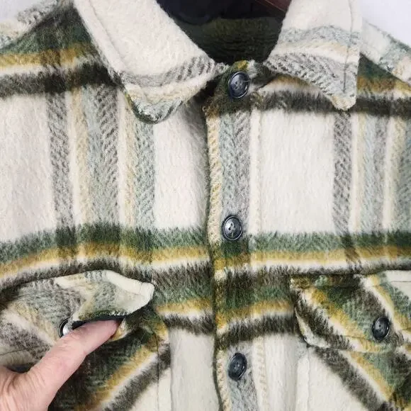 Lee Wald Weatherpal Plaid Wool Shirt Jacket Men's M Fleece Lined Vintage